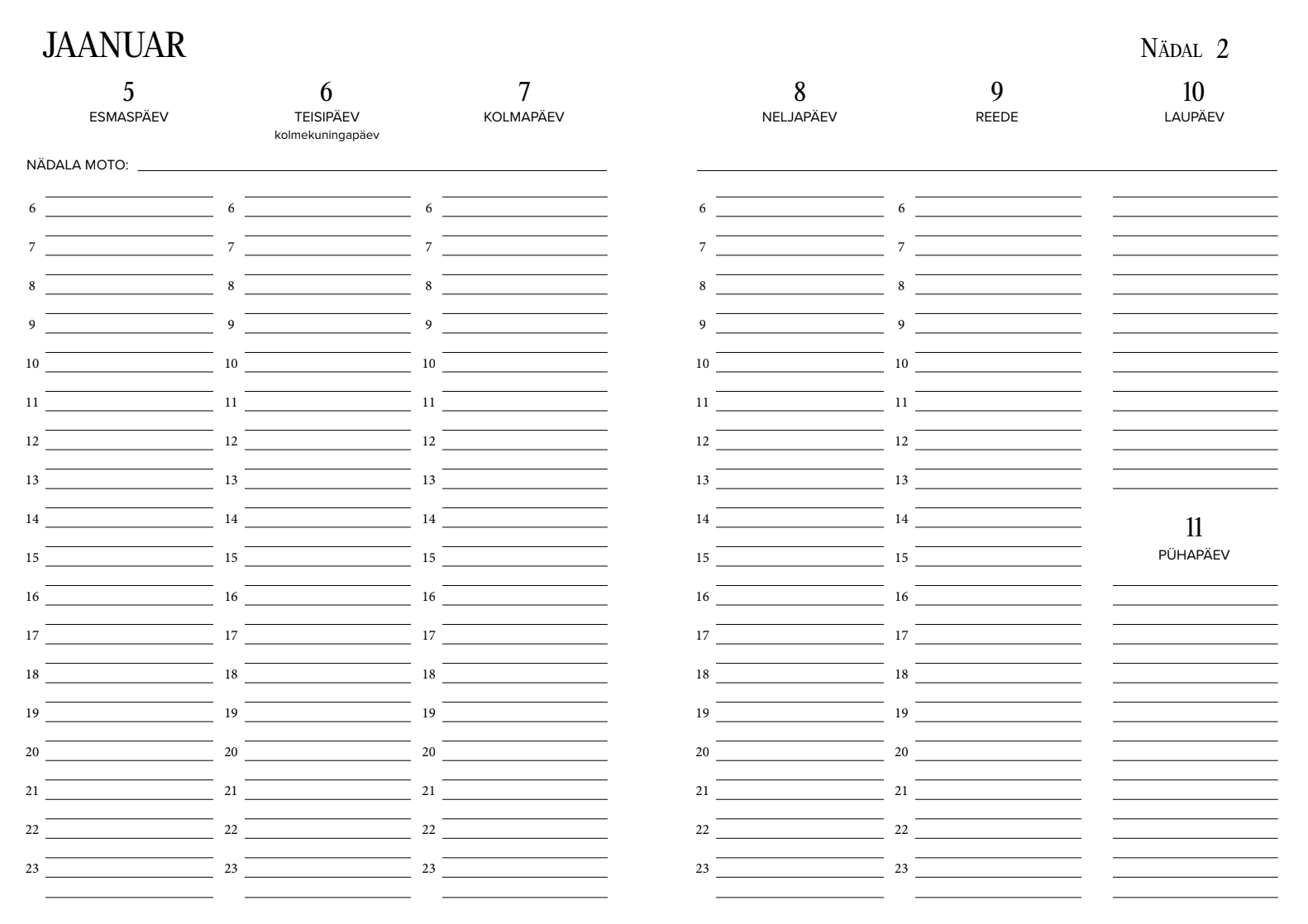 2026 nädalate ülevaated